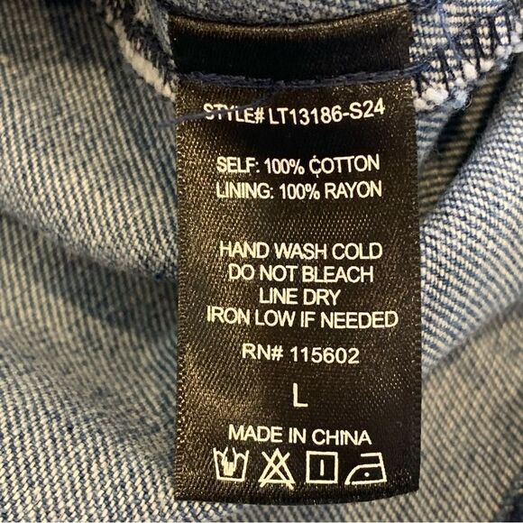 Lush back lace up denim jacket Size Large - Picture 7 of 9